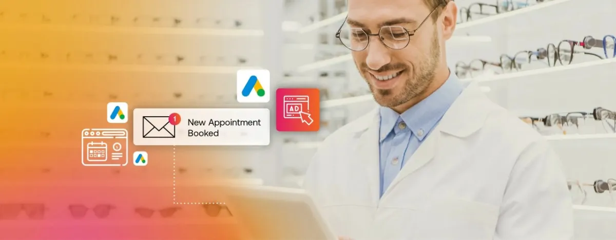 smiling-male-optician-using-digital-tablet-in-optica-with-eyeglasses-on-shelve